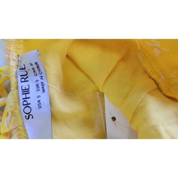 Sophie Rue Yellow Floral Ruffle Summer Mini Dress - Picture 4 of 7